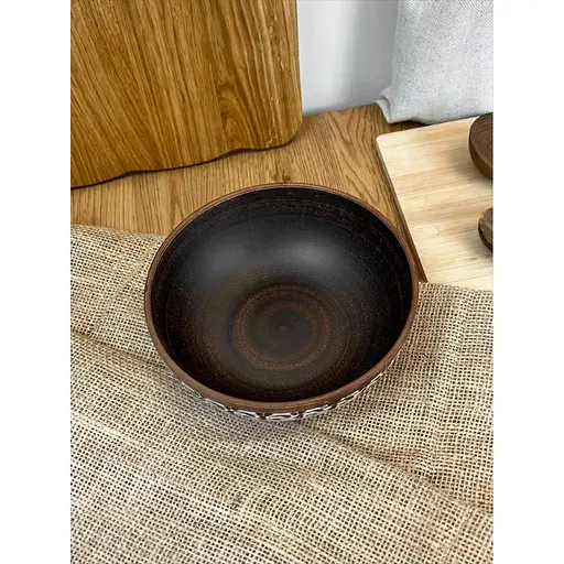 Миска керамическая (глиняная) резная Ангоб 700 мл - фото 4