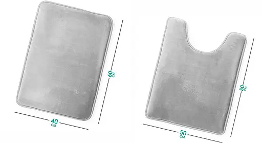 Набор 2 шт Антискользких Мягких ковриков для ванной Aquarius с эффектом памяти 40х60 см и U-контурный 50х50 см Серый Гладкий - фото 5