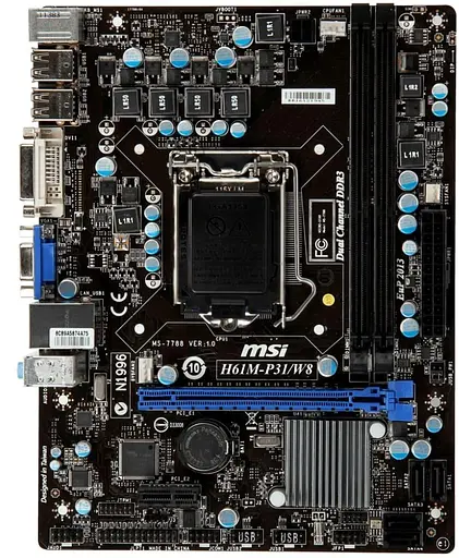 Материнская плата MSI H61M-P31/W8 (H61M-P31/W8) (s1155, Intel H61, Micro-ATX) Б/у - фото 1