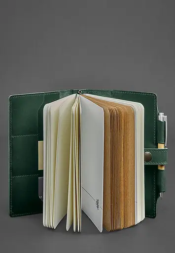 Кожаный блокнот (Софт-бук) 4.0 зеленый Crazy Horse - фото 4