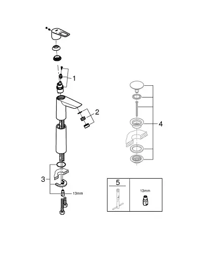 Змішувач для раковини Grohe BauLoop XL-size на стільницю Хром 30412 - фото 8
