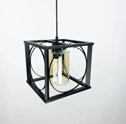 Підвісний світильник в металевому чорному каркасі Line.F Колір плафона Графітовий - фото 5