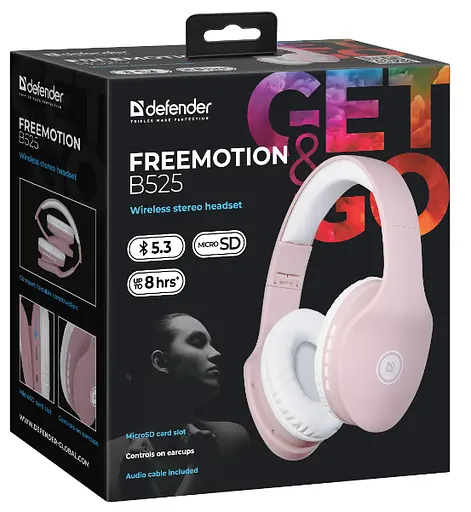 Наушники FreeMotion B525 White/Pink (63528) Defender teh0022265 - фото 7