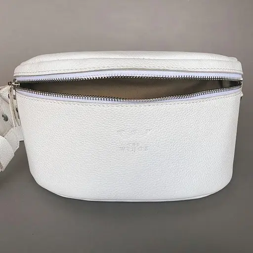Шкіряна поясна сумка Explorer S біла - фото 2