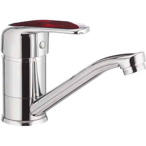 Змішувач для умивальника CRON MAGIC 004 червона ручка (CR0151) - фото 1