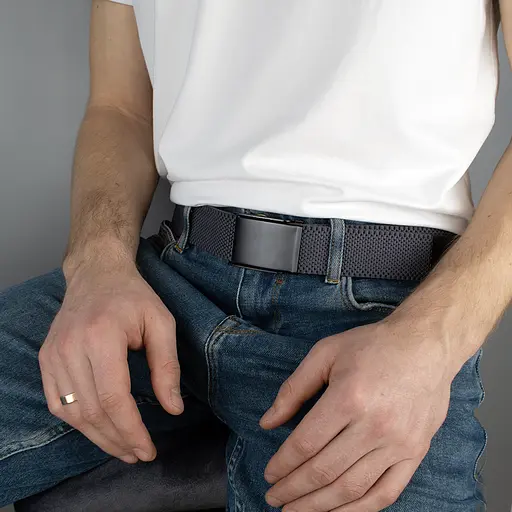 Ремень-резинка мужской на зажиме PS-40023 (115 см) серый плетеный - фото 5