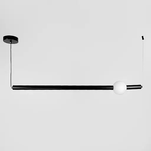 Чорний світильник у горизонтальній формі 90 см із білою led кулькою | Арт. YG 518B/900 HL BK | Line F - фото 1