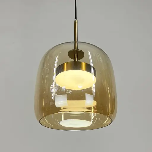 Підвісний світильник BOLLI у латунному корпусі із янтарним плафоном Ø 20х20 см | Line F | Арт. BS12-230 AB+AM - фото 2