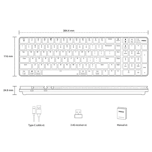 Клавиатура беспроводная механическая Xiaomi MiiiW K10 Ultra-Slim PRO (MWWMKP01) - фото 9