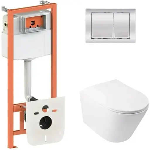 Набір Q-tap Nest 4 в 1 підвісний унітаз Swan Ultra Quiet 485x360x320 + комплект інсталяції QT16335179W45148 - фото 1