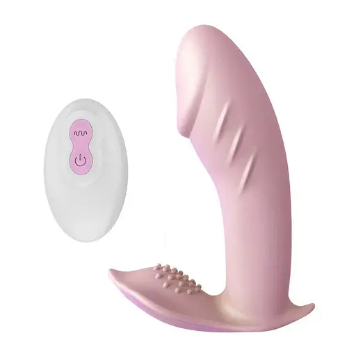Вибратор-бабочка для женщин силиконовый с 10 режимами и пультом 96 мм розовый - фото 1