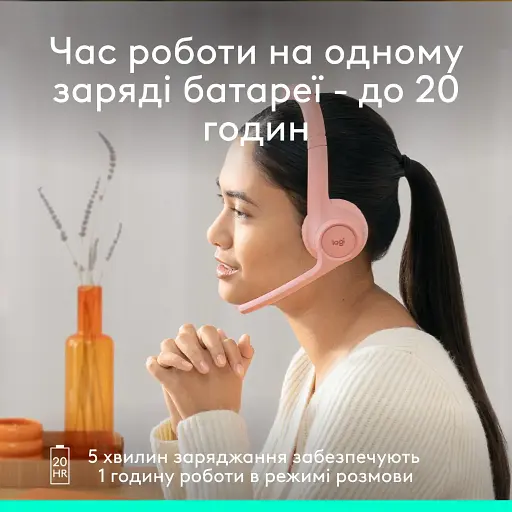 Bluetooth-гарнітура Logitech Zone 300 Wireless Rose (981-001412) - фото 5