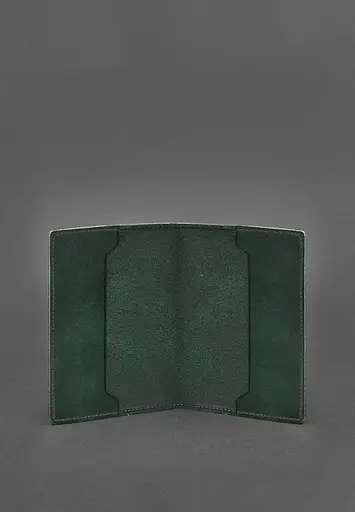 Кожаная обложка для служебного удостоверения военнослужащего Госспециалсвязи зеленая Crazy Horse - фото 4