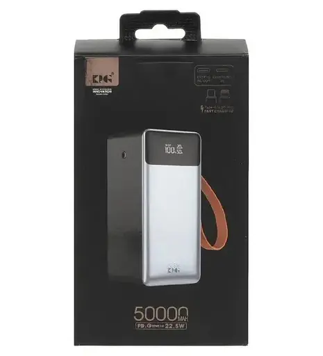 Зовнішній акумулятор King Power KPG-507 50000 mah 22.5W QC3.0 LED + 2 вбудованих кабеля - фото 3