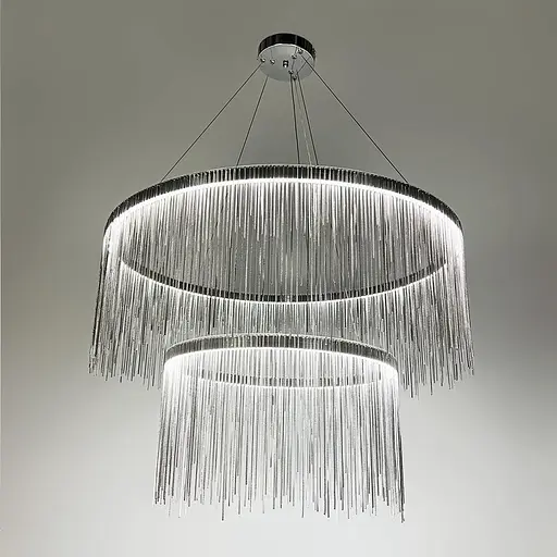 Хромована люстра з ланцюжками на 2 яруси Ø 80+50 см | Line F | Арт. SP07-800+500 - фото 11