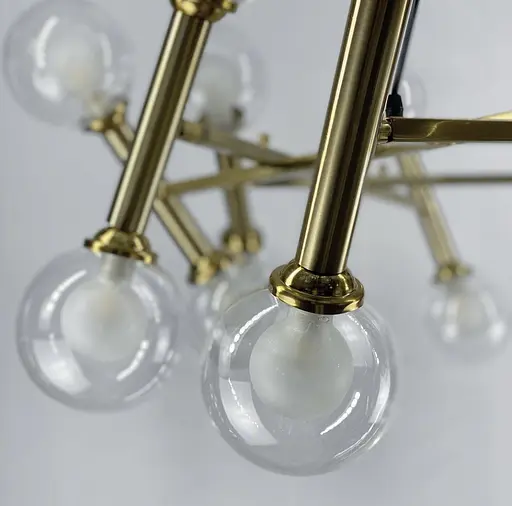 Сучасний світильник з регулюючими ріжками з плафоном з подвійного скла Line.F Колір корпусу Латунь - фото 4