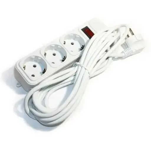 Фильтр сетевой Maxxter, 3 розетки, 4.5 м, Grey, 10А, до 2.2 кВт, выключатель, заземление, 3x0.5 мм² (SPM3-G-15G) - фото 1