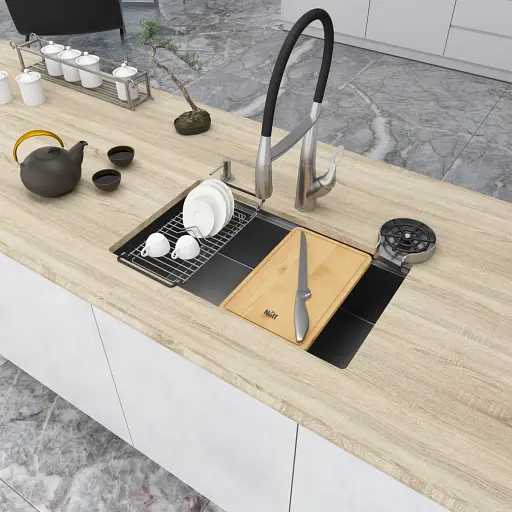 Кухонна мийка під стільницю 1.5 мм кухонна станція Nett NS-7042 - фото 2