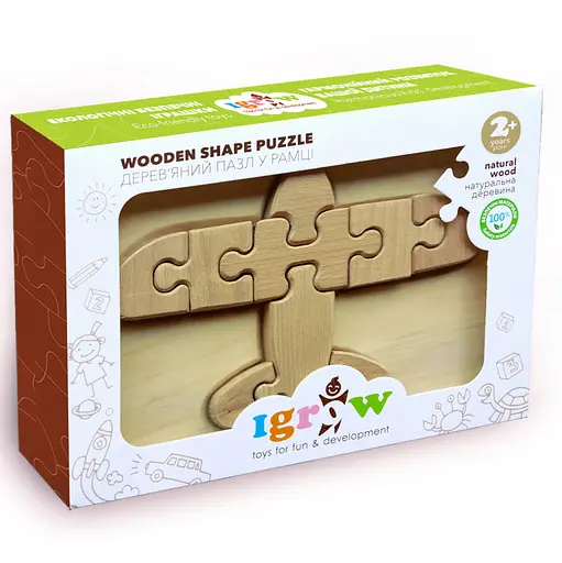 Деревянный пазл Самолет Igrow IGT-002 в рамке