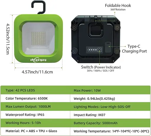 2 комплекти USB робочого світла, що перезаряджається, портативний магнітний Handy Bright COB - фото 3