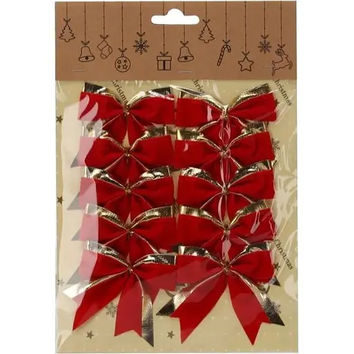 Бант декоративный Chomik текстиль 6 см красно-золотой 10 шт. (GIF7894) - фото 2