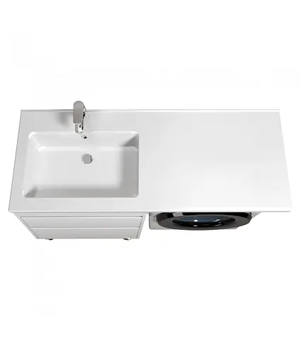 Тумба Мойдодир Wing 60-W з умивальником Rodeo 120 L з крилом над пралкою підлогова Білий - фото 6