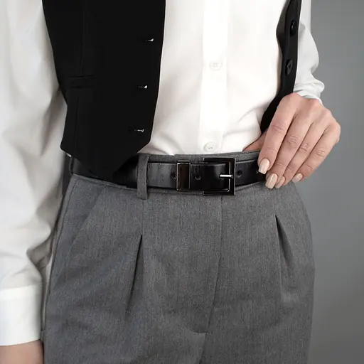 Ремень женский кожаный JK-3023 под джинсы черный с темной пряжкой (105 см) - фото 2