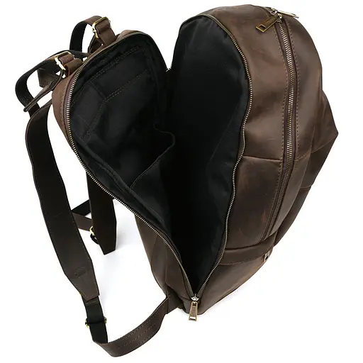 Мужской кожаный городской рюкзак коричневый крейзи хорс TARWA 47х28х18 см sum0028442 - фото 9