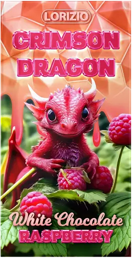 Крафтовий шоколад Lorizio малиновий білий "CRIMSON DRAGON" 100 г - фото 1