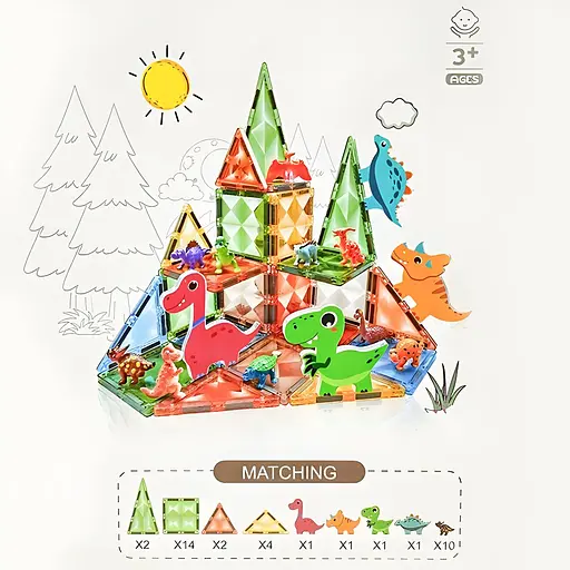 Конструктор магнітний Динозаври DIY Magnetic Building Blocks на 36 деталей (СН1214) - фото 4