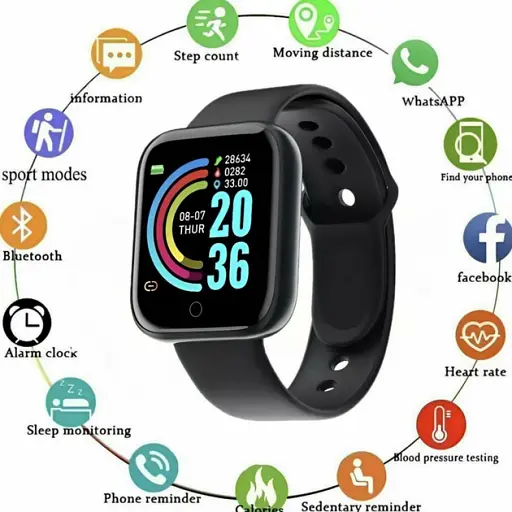 Фитнес-браслет D20 пульсометр, тонометр, шагомер Black (16097) - фото 5