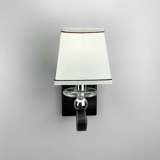 Бра з класичним тканинним абажуром та екошкірою Line F S 1449/1 BK - фото 5