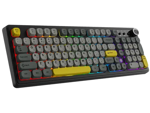 Клавіатура ігрова бездротова Ajazz AF-BGY-98 Plus Black-Gray-Yellow 2.4G/Bluetooth/USB - фото 1