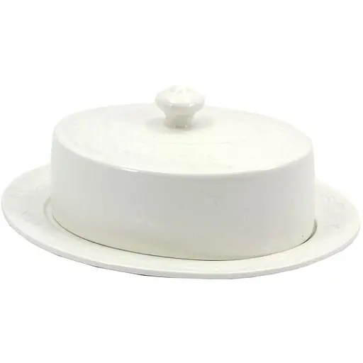 Масленка Зара фарфоровая белая Interos (D0118)