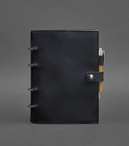 Шкіряний блокнот з датованим блоком (Софт-бук) 9.1 синій Crazy Horse - фото 1