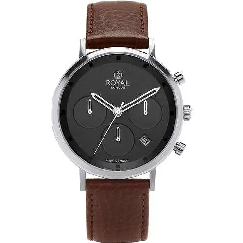 Мужские водонепроницаемые наручные часы Royal London 41481-01 кварцевые с кожаным ремешком