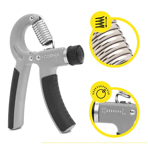 Еспандер кістьовий Cornix 5-60 кг з регульованим навантаженням XR-0383 Grey/Black - фото 3