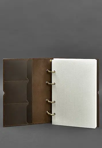 Шкіряний блокнот А5 на кільцях (софт-бук) 9.0 в м'якій коричневій обкладинці - фото 3