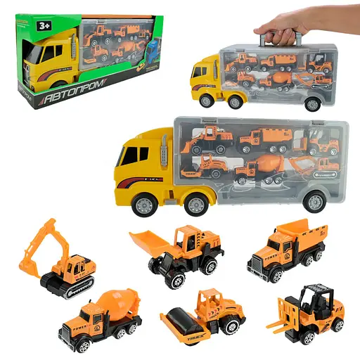 Дитячий трейлер із машинками АВТОПРОМ PS006-4 у наборі 6 машинок - фото 5