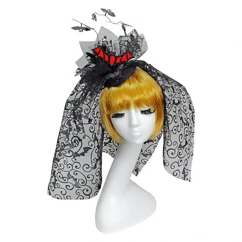 Шляпка Летучие мышки с фатой - фото 1