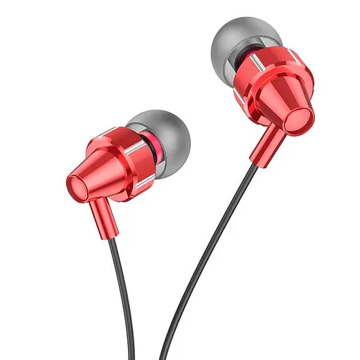 Провідні вакуумні навушники Hoco M90 Delight wired digital earphone with microphone, 3.5mm, 1.2m, red - фото 2
