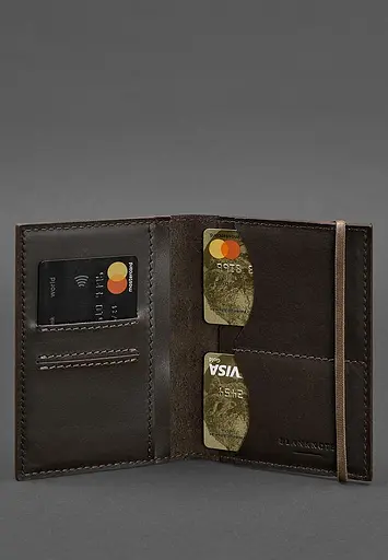 Шкіряна обкладинка для паспорта 2.0 темно-коричнева - фото 5