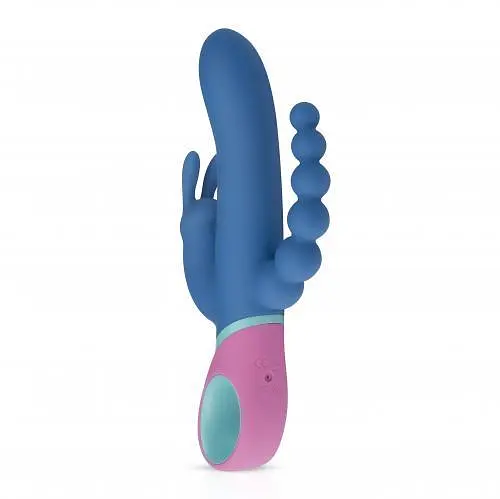 Вібратор кролик PMV20 Vice Double Vibrator 23 см синій - фото 3