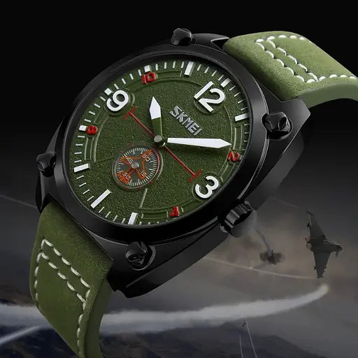 Чоловічий класичний годинник Skmei 9155 зелений - фото 4
