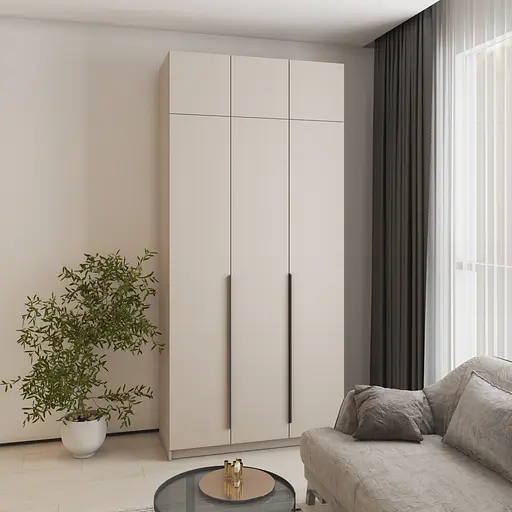 Шафа 3-дверна з антресоллю MebelStar Оскар ДСП BL-B, додаткова штанга 120x52x260 см Кашемір (MBS-4885) - фото 1