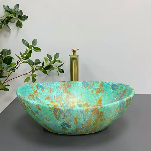 Умивальник VBI Parma marble green matt накладний VBI-011003, Цветной - фото 3