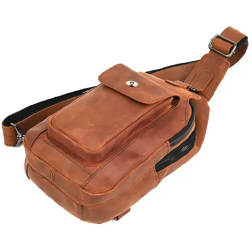 Модный рюкзак слинг на одну шлейку коньячный TARWA 17х7х33.5 см sum0028452 - фото 6