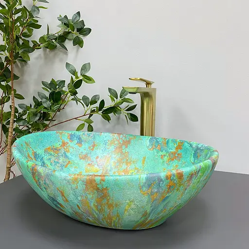 Умивальник VBI Parma marble green matt накладний VBI-011003, Цветной - фото 5