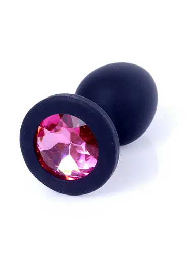 Силіконова анальна пробка з кристалом Boss Plug Jewellery 8 см (рожевий) - фото 3
