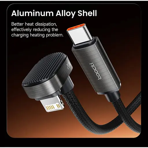 Кабель игровой Toocki U-образный 180 USB Type-C to Lightning PD 20W угловой 1.2 м - фото 2
